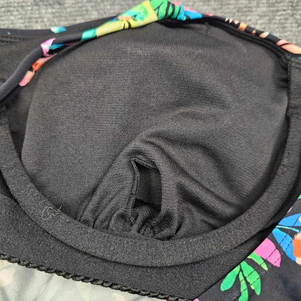 Island Escape Women‎ Tankini Top Underwire Floral Capetown Swimsuit Black 18W